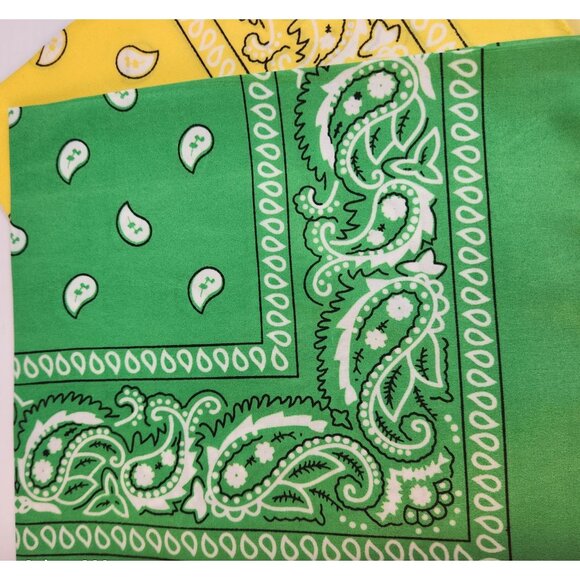 Orange Green Yellow Colorful Bandanas 21x21 Inch Square Western Style - Picture 4 of 7